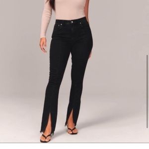 Abercrombie Skinny High Rise Split Hem Black Jean Size 27L